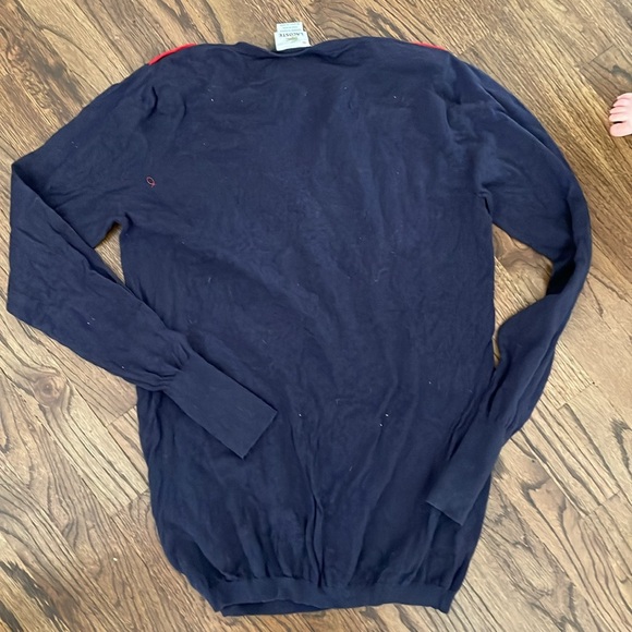 Lacoste Navy Cotton Henley Sweater with Red Épaulettes and Placket accents - Picture 4 of 6